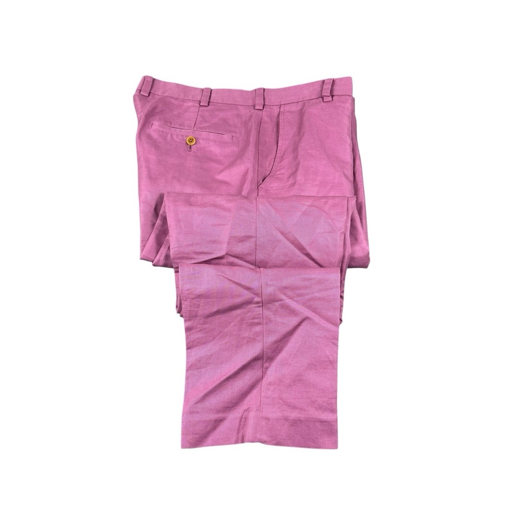 Brooks Brothers Baird McNutt Linen Blend Chino Pants Pink Clark Fit 34x29